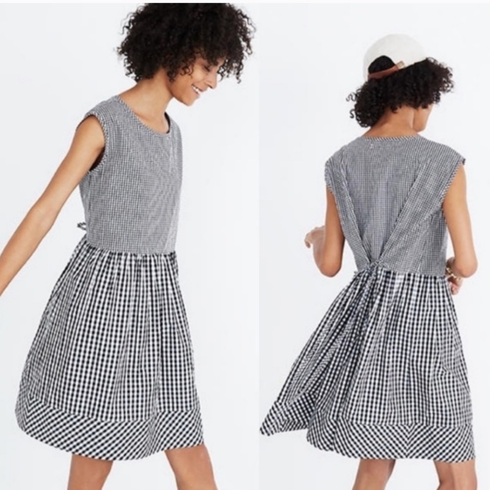 Madewell Gingham Tie-Back Dress Sz XS